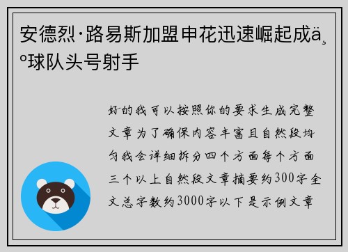 安德烈·路易斯加盟申花迅速崛起成为球队头号射手 安德烈·路易斯加盟申花迅速崛起成为球队头号射手
